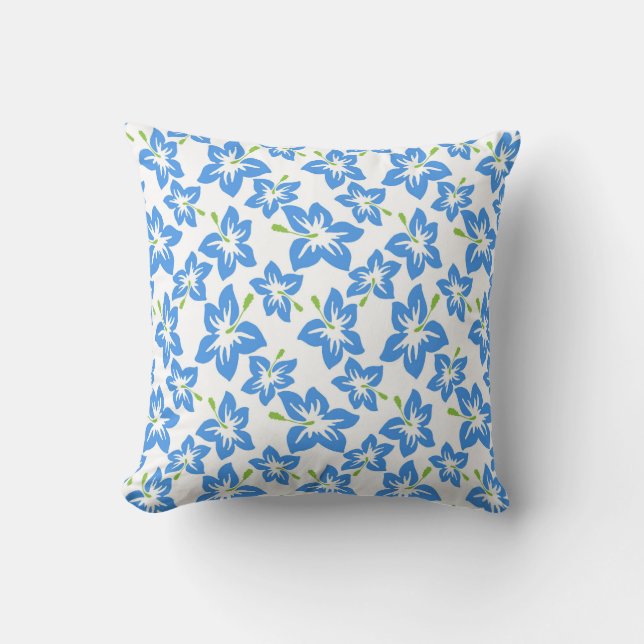 Coussin Hibiscus bleu Tropical Floral (Recto)