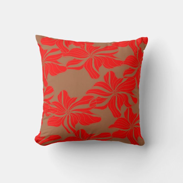 Coussin Hibiscus Corail (Recto)