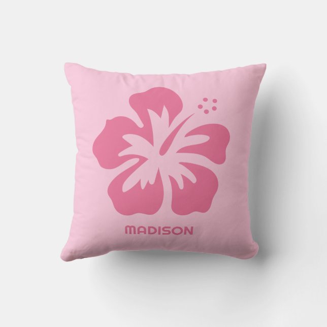 Coussin Hibiscus de nom personnalisé (Verso)