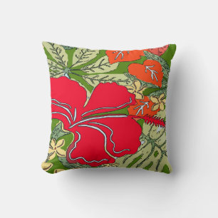 Coussin Hibiscus d'Hawaï tropical