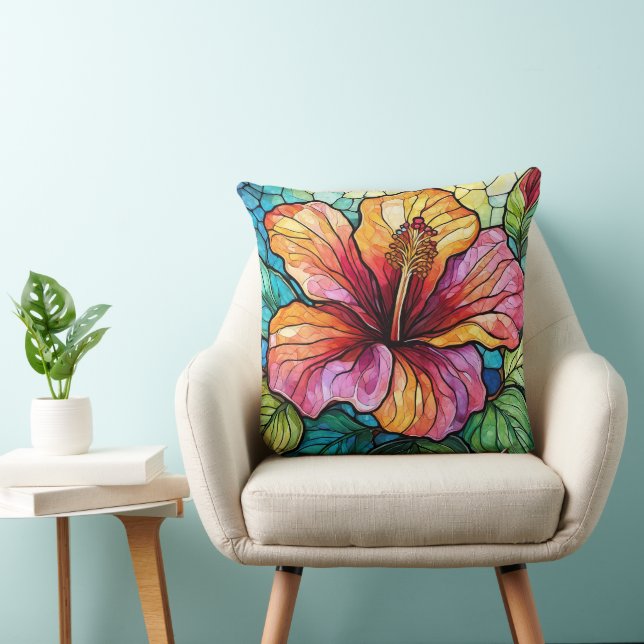 Coussin hibiscus en verre tendu (Chaise)