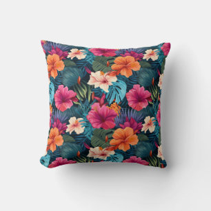 Coussin Hibiscus exotique Motif botanique