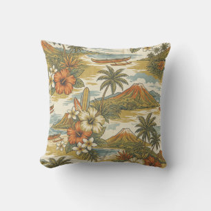Coussin Hibiscus Island Hawaiian Scenic - Or et Orange