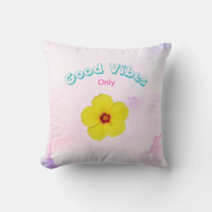 Coussin Hibiscus jaune Good Vibes uniquement