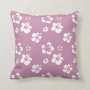 Coussin Hibiscus Oleander rose et blanc