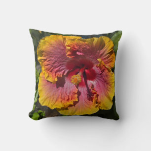 Coussin Hibiscus rose et orange