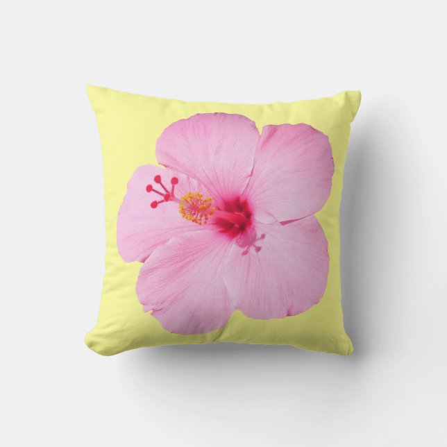 Coussin Hibiscus rose Fleur tropicale (Recto)