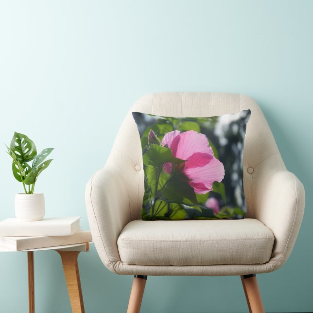 Coussin Hibiscus rose Floral Personnalisé (Chaise)