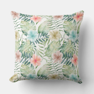 Coussin Hibiscus tropical Aquarelle florale