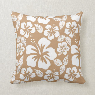 Coussin Hibiscus tropical Brown Hawaiien léger