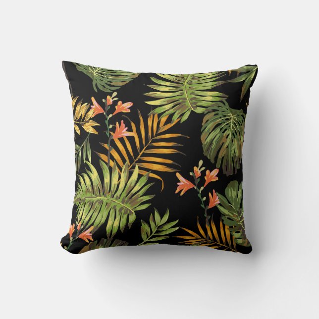 Coussin Hibiscus Tropical Fleurs Jeu Décoratif (Recto)