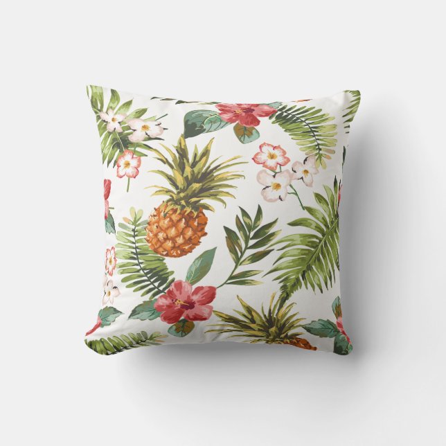 Coussin Hibiscus Tropical Fleurs Jeu Décoratif (Recto)