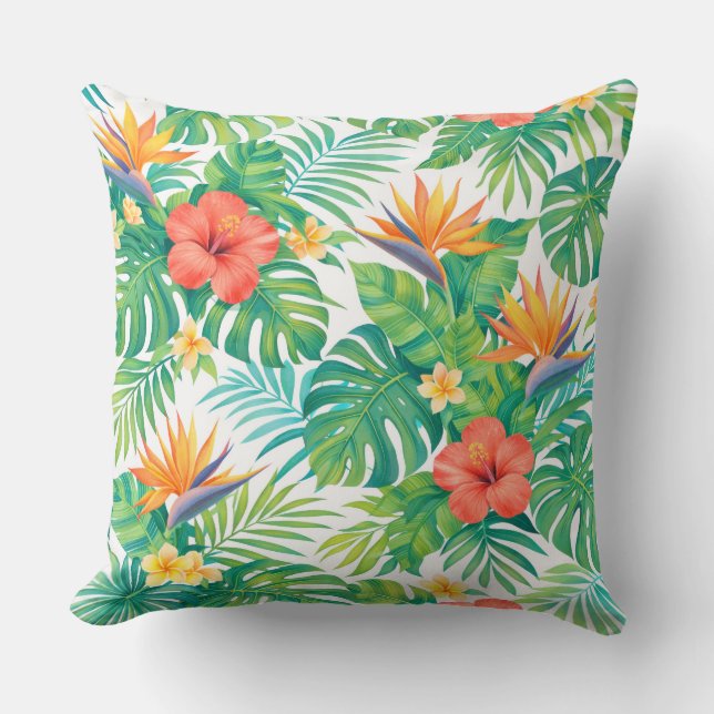 Coussin Hibiscus Tropical Floral (Recto)