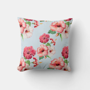 Coussin Hibiscus tropical Hawaiian Floral botanique