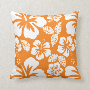 Coussin Hibiscus tropical orange du cadmium