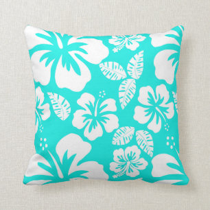 Coussin Hibiscus tropical turquoise