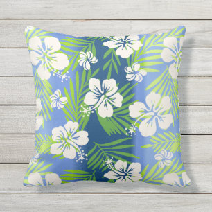 Coussin Hibiscus tropicaux Kalani Tie Dye réversible - Ble