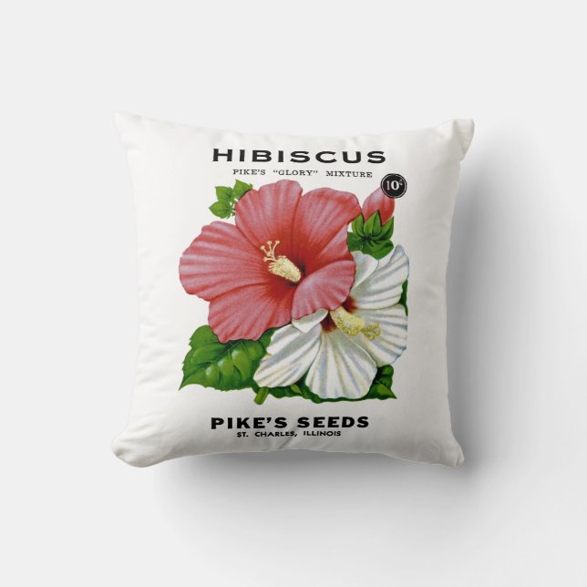 Coussin Hibiscus Vintage Seed Packet (Recto)