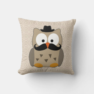 Coussin Hibou avec Moustache et Casquette