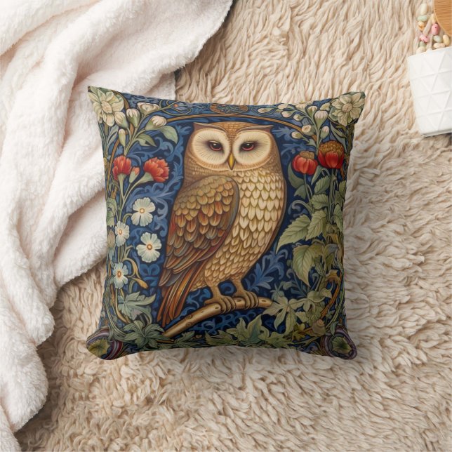 Coussin Hibou dans le jardin style William Morris (Couverture)