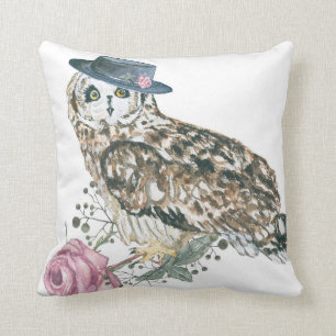 Coussin Hibou d'aquarelle