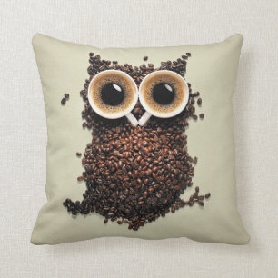Coussin Hibou de café