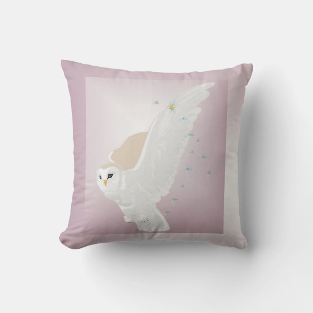 Coussin Hibou de Milou en vol sur l'arrière - plan de (Recto)