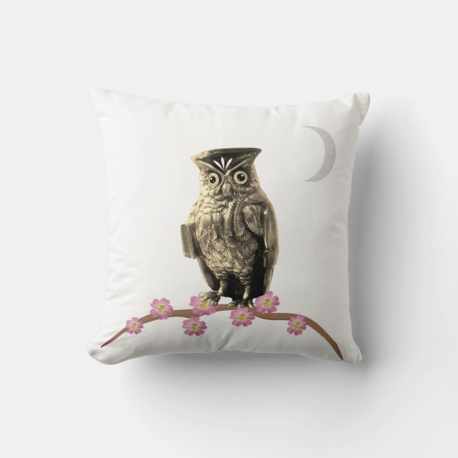 Coussin Hibou de mode et croissant de lune (Recto)