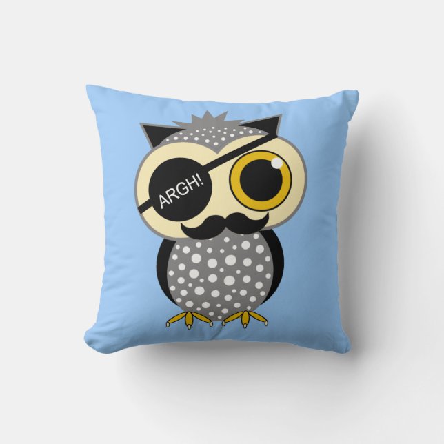 Coussin hibou de pirate de moustache (Recto)