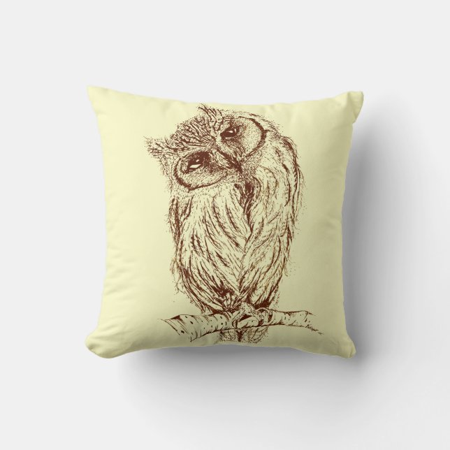 Coussin Hibou de Scops par Inkspot (Recto)