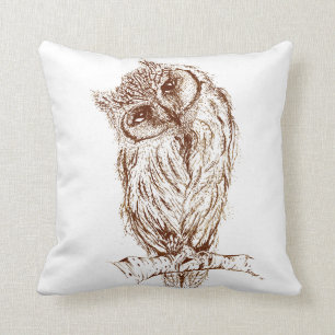 Coussin Hibou de Scops par Inkspot