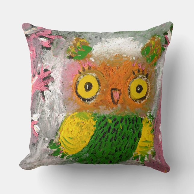 Coussin Hibou heureux (Recto)