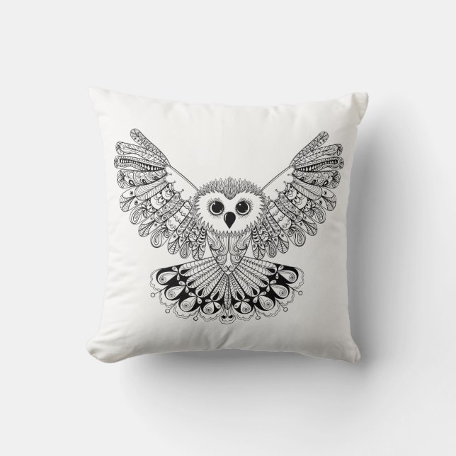 Coussin Hibou noir de style (Recto)