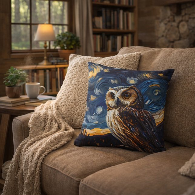 Coussin Hibou Nuit Étoilée (Créateur téléchargé)
