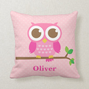 Coussin Hibou rose Girly mignon sur le décor de pièce de