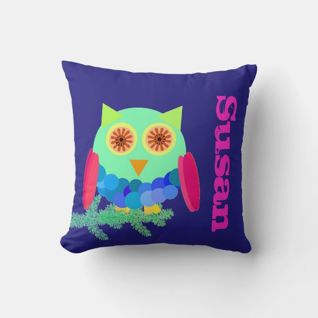 Coussin Hibou sur une branche (Recto)