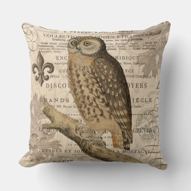 Coussin hibou vintage (Recto)