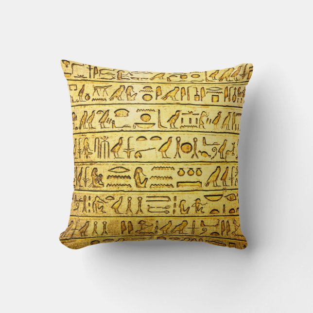 Coussin Hiéroglyphes égyptiens anciens - Jaune (Recto)