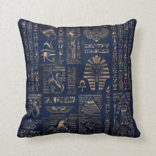 Coussin Hiéroglyphes et divinité-or égyptiens sur le