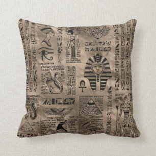 Coussin Hiéroglyphes et divinités égyptiens - or de luxe