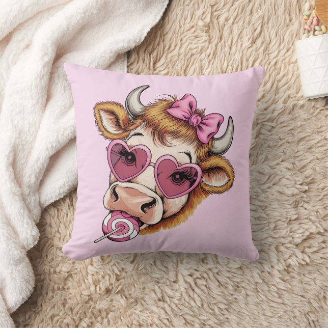 Coussin Highland Cow Valentine Coquette Saint-Valentin (Couverture)