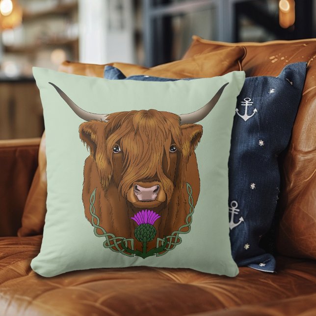 Coussin Highland Scottish Vache Purple Celple Knot Work (Créateur téléchargé)