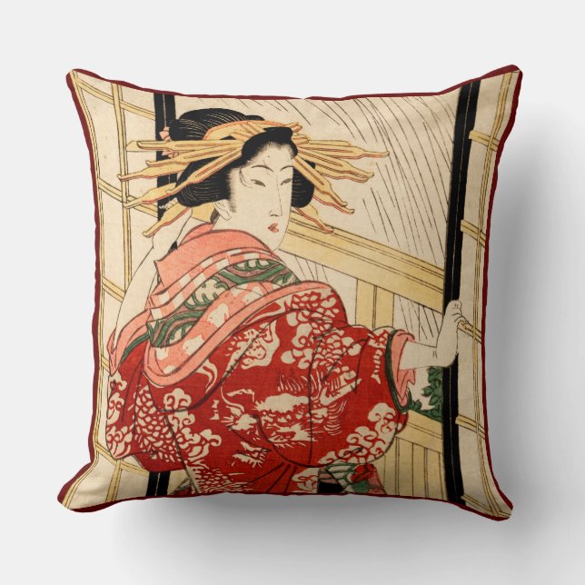 Coussin Hikeyotsu no yoru no ame (impression japonaise Vin (Recto)