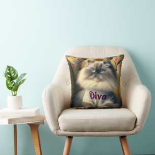 Coussin Himalaya Diva Chat sur une chaise