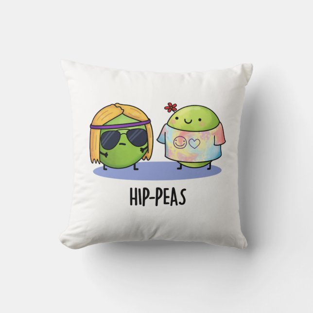 Coussin Hip-Peas drôle Hippie Peas Pun (Recto)