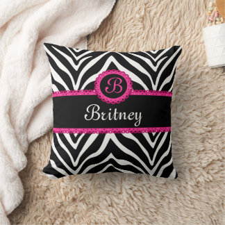 Coussin Hip Zebra Imprimer et Monogramme dentelle