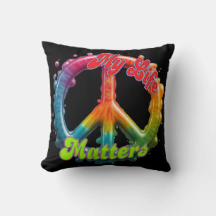 Coussin Hippie Amour Paix La Vie Compte Personnalisé