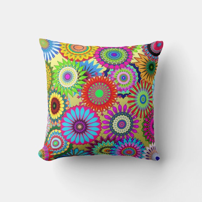 Coussin hippie floral clair, cool hipster (Recto)