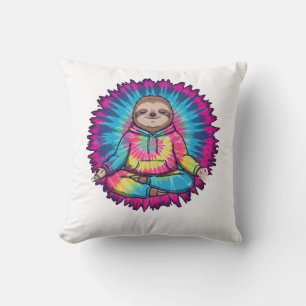 Coussin Hippie Paresseux Signe de Paix Tie-Dy