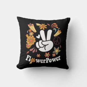 Coussin Hippie Super FleurPuissance Woodstock Bohemian Pai